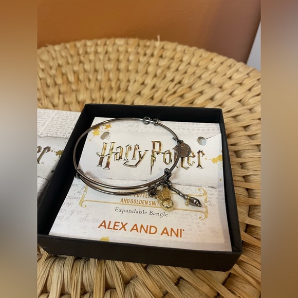 NWOT Alex & Ani Harry Potter Broom and Golden Snitch Expandable Bangle Bracelet - Picture 2 of 5